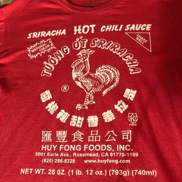Sriracha Hot Chili Sauce Tshirt. Huy Fong Foods, Rosemead, California. Pink. Med - Picture 4 of 10